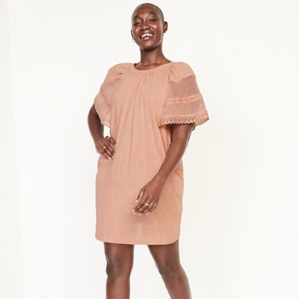 Old Navy Flutter-Sleeve Tie-Back Mini Swing Dress Size XL
